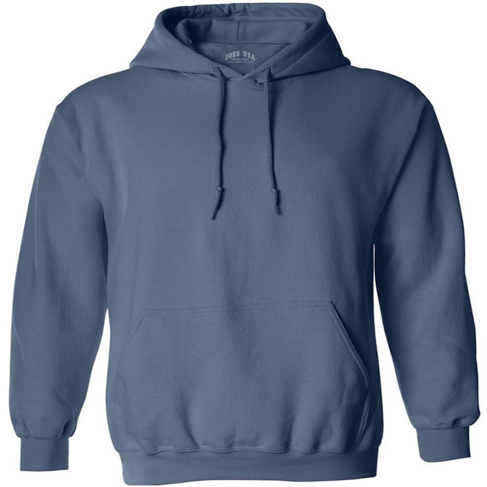 Joe's USA Mens Fleece Pullover Hoodie  Casual Hooded Sweatshirt L-Indigo Blue