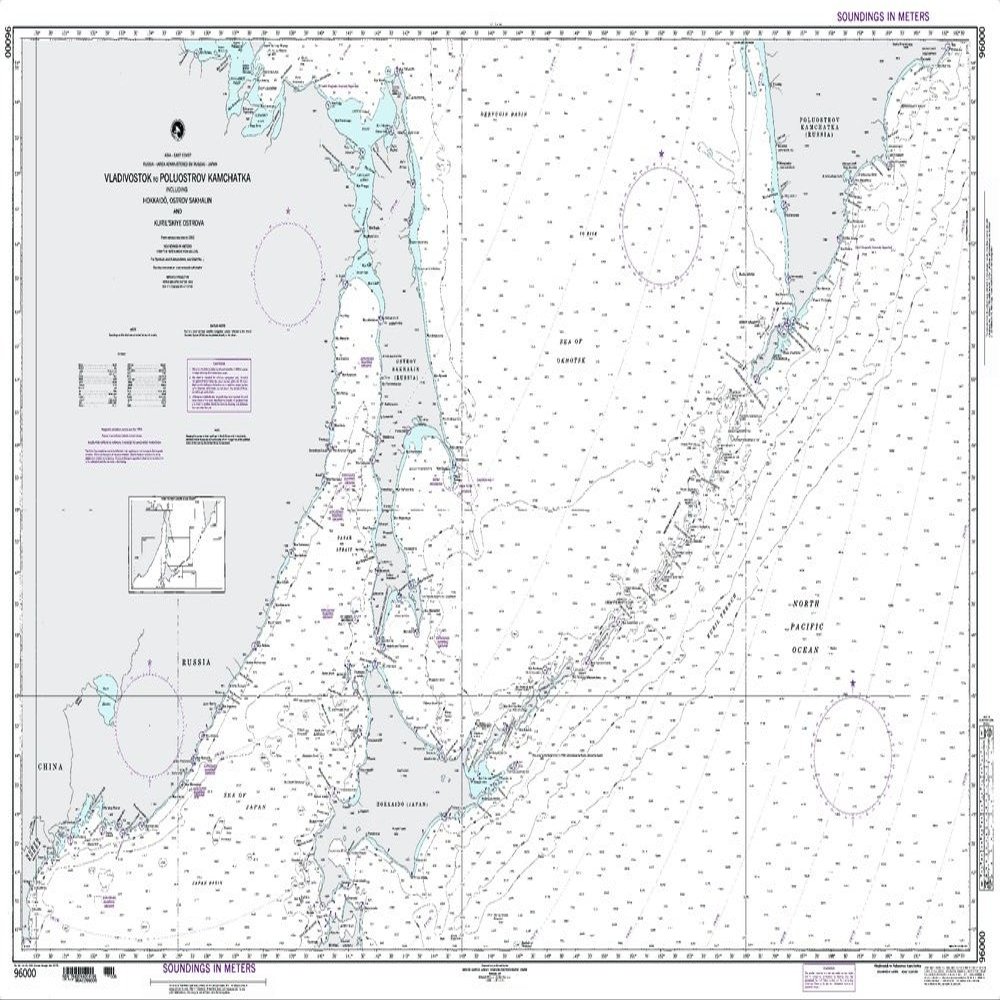 Paradise Cay Publications NGA Chart 96000: Vladivostok to Poluostrov Kamchatka (Traditional Paper) 34.5 x 52