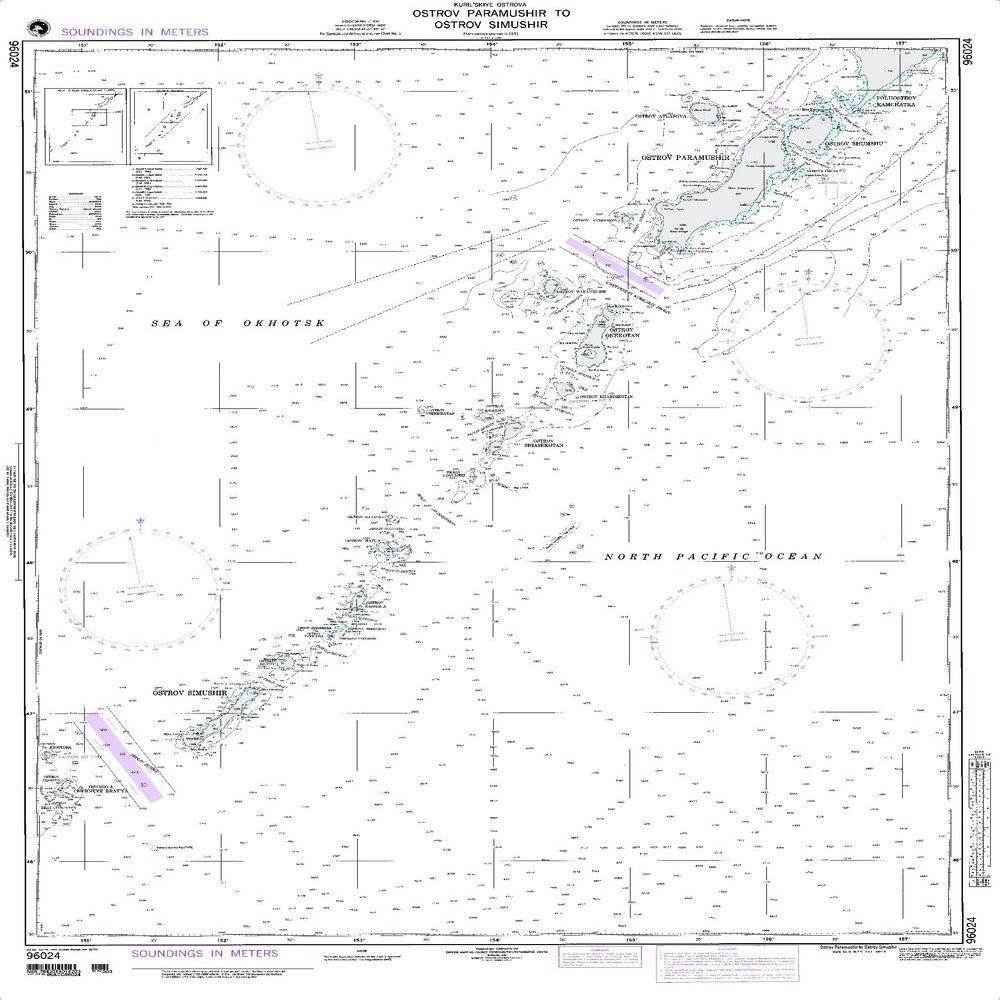 Paradise Cay Publications NGA Chart 96024: Ostrov Paramushir to Ostrov Simushir (Traditional Paper) 34 x 44