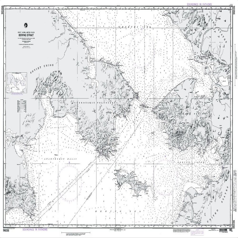Paradise Cay Publications NGA Chart 96036: Bering Strait; 35 X 51; Traditional Paper