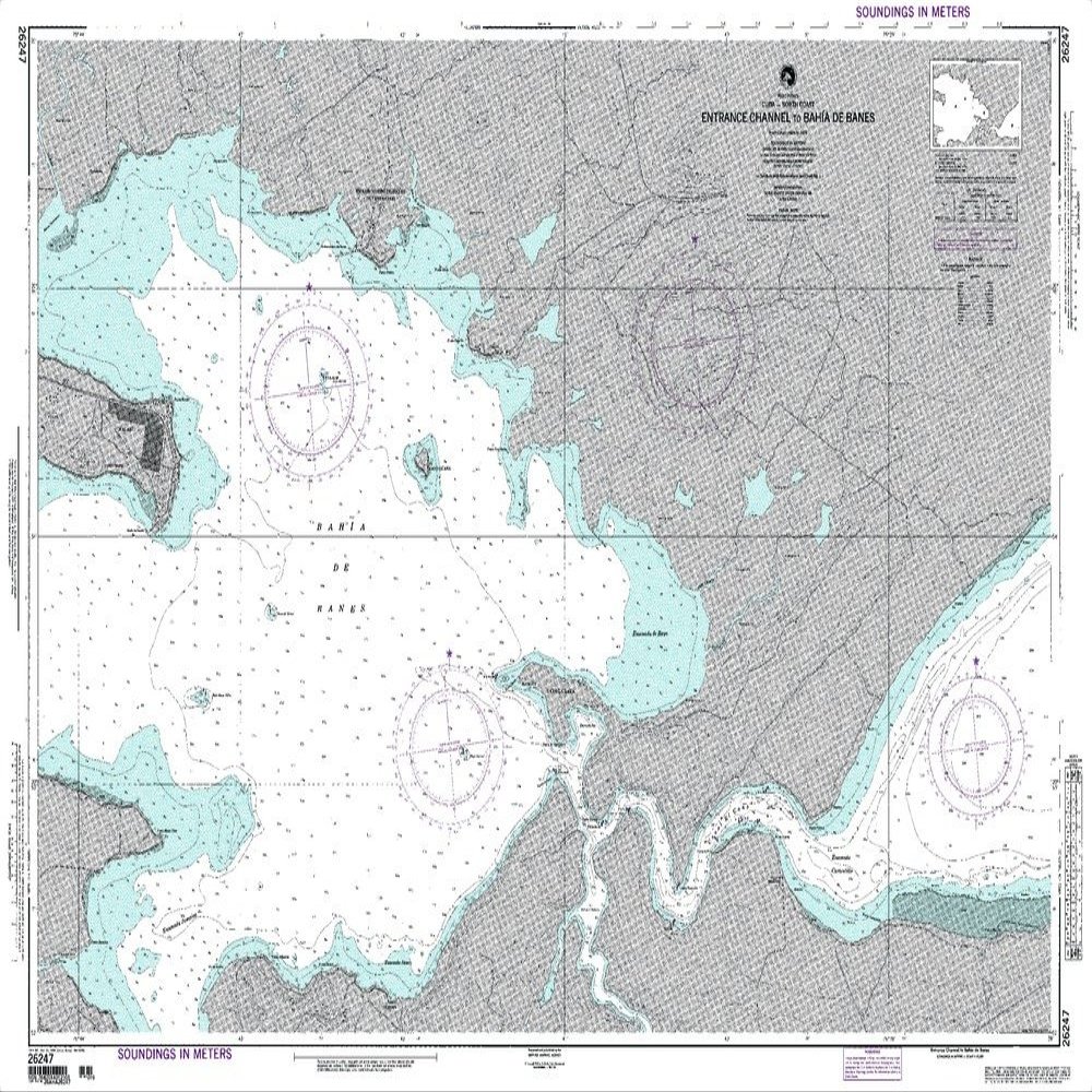 Paradise Cay Publications NGA Chart 26247: Entrance Channel to Bahia De Banes (Traditional Paper) 33.75 x 48