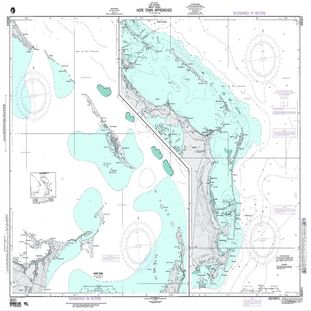 Paradise Cay Publications NGA Chart 26321: Hope Town and Approaches (Traditional Paper) 33.5 x 47.5