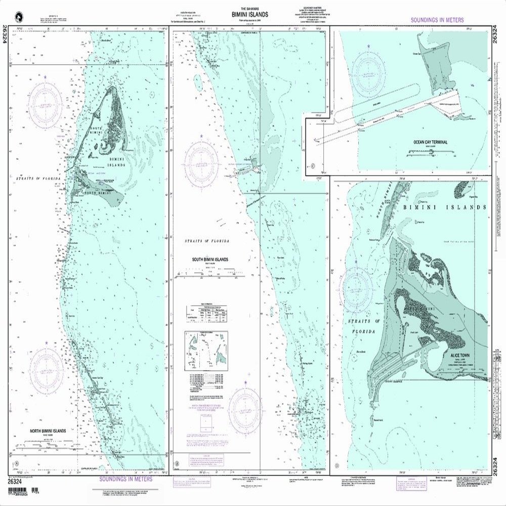 Paradise Cay Publications NGA Chart 26324: Bimini Islands; Panel A North Bimini Islands (Traditional Paper) 34 x 47.5