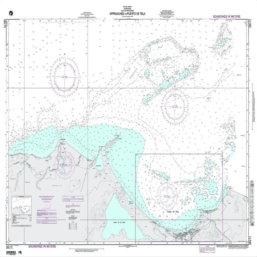 Paradise Cay Publications NGA Chart 28171: Gulf of Honduras (Traditional Paper) 35 x 47