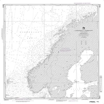 Paradise Cay Publications NGA Chart 43015: Norway Lindesnes to Nordkapp (Traditional Paper) 30 x 39