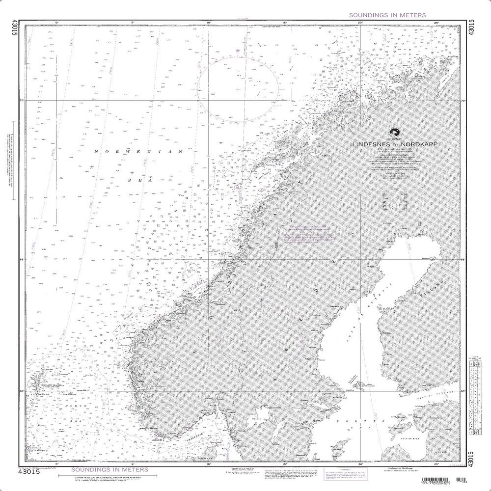 Paradise Cay Publications NGA Chart 43015: Norway Lindesnes to Nordkapp (Traditional Paper) 30 x 39