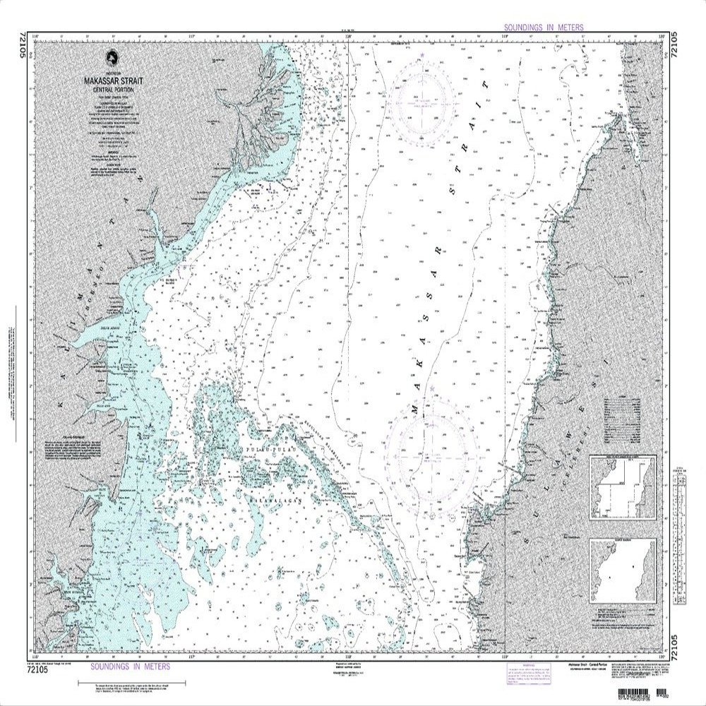 Paradise Cay Publications NGA Chart 72105: Makassar Strait - Central Part (Traditional Paper) 32 x 39
