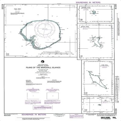 Paradise Cay Publications NGA Chart 81030: Plans of The Marshall Islands; Panel A Ebon Atoll (Traditional Paper) 22 x 28