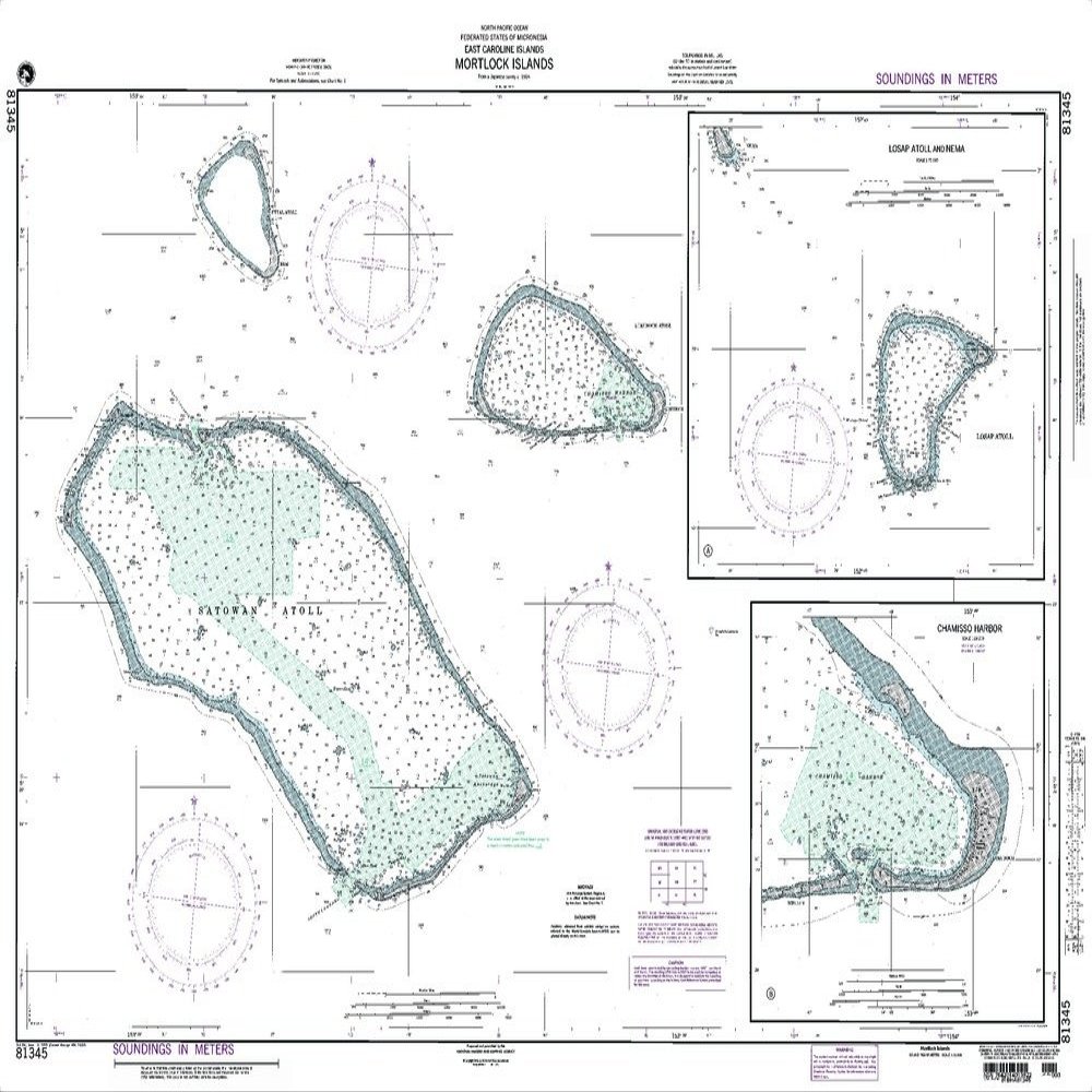 Paradise Cay Publications NGA Chart 81345: Mortlock Islands East Caroline Islands; 30 X 42; Traditional Paper