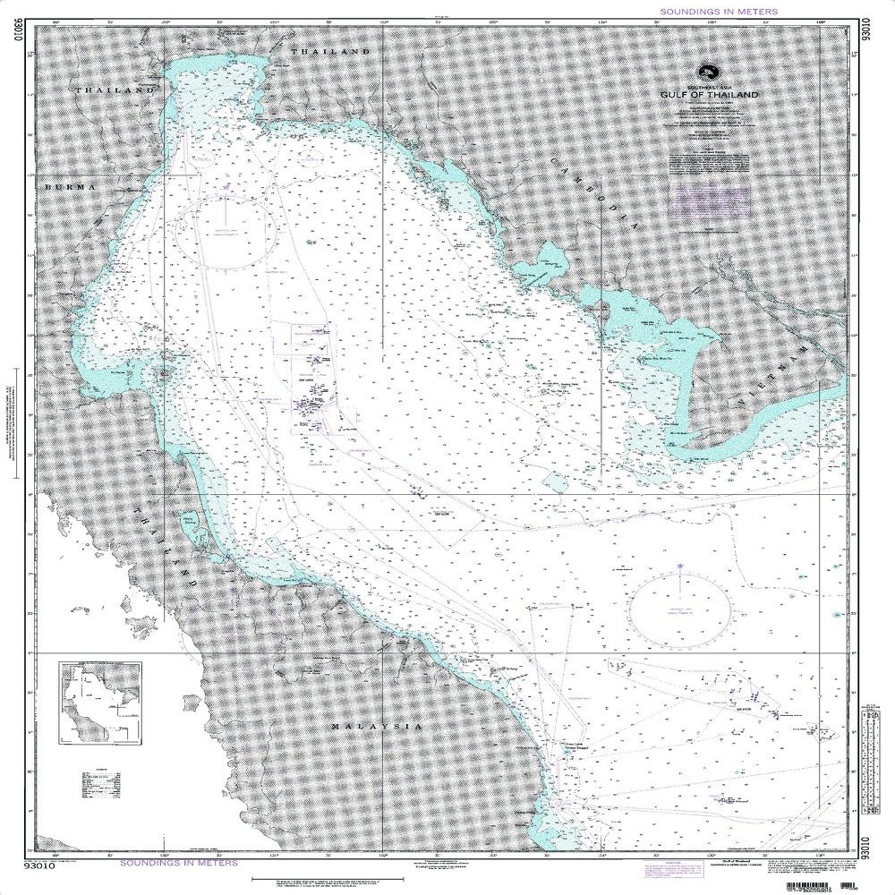 Paradise Cay Publications NGA Chart 93010: Gulf of Thailand (Traditional Paper) 33.5 x 46