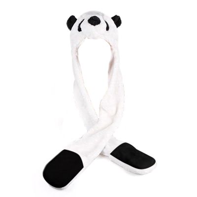 TopTie Panda Faux Fur Cute Animal Ears Hat Mittens Scarf Hood-Panda