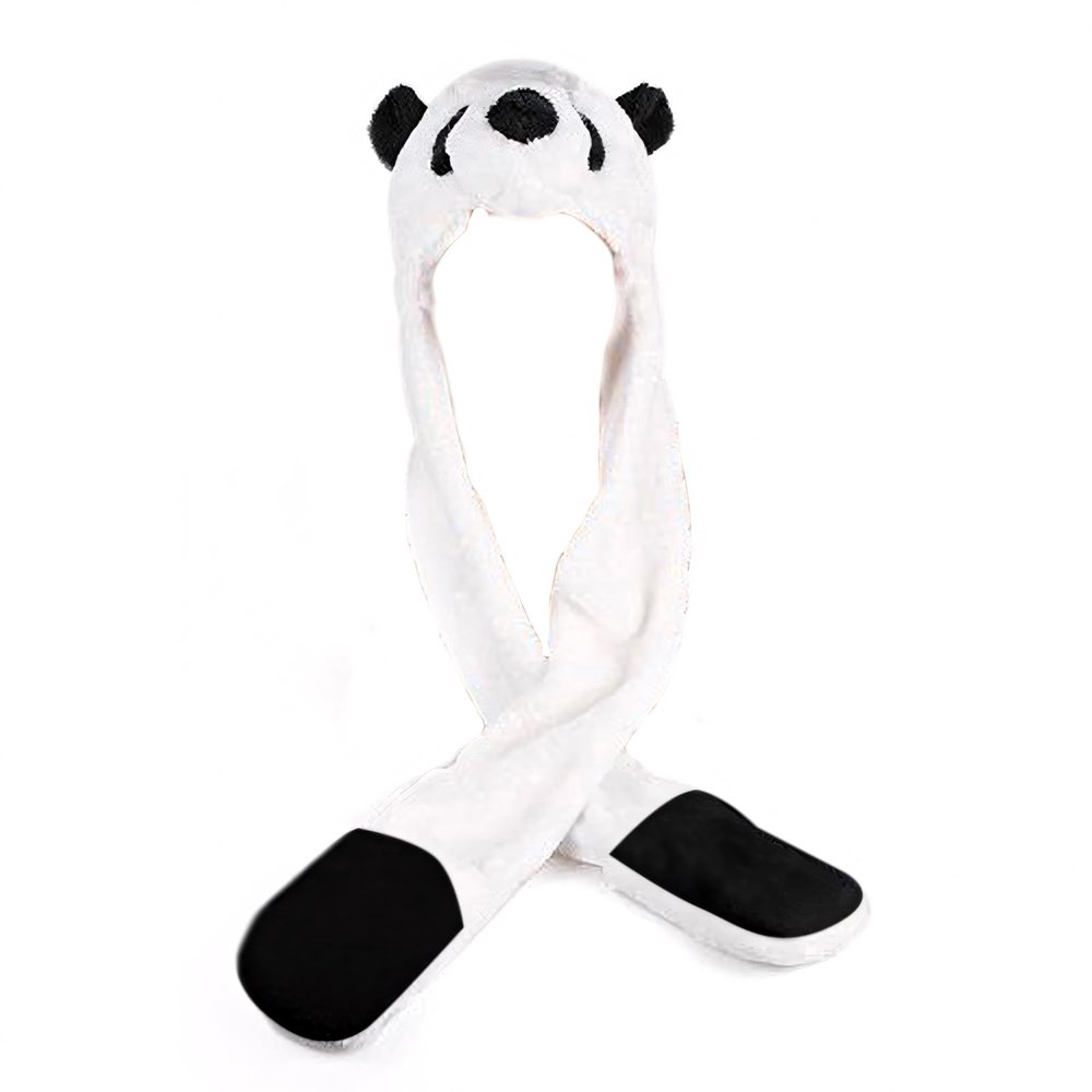 TopTie Panda Faux Fur Cute Animal Ears Hat Mittens Scarf Hood-Panda