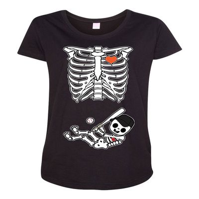 Baby Skeleton Baseball Maternity DT T-Shirt Tee (Small, Black)