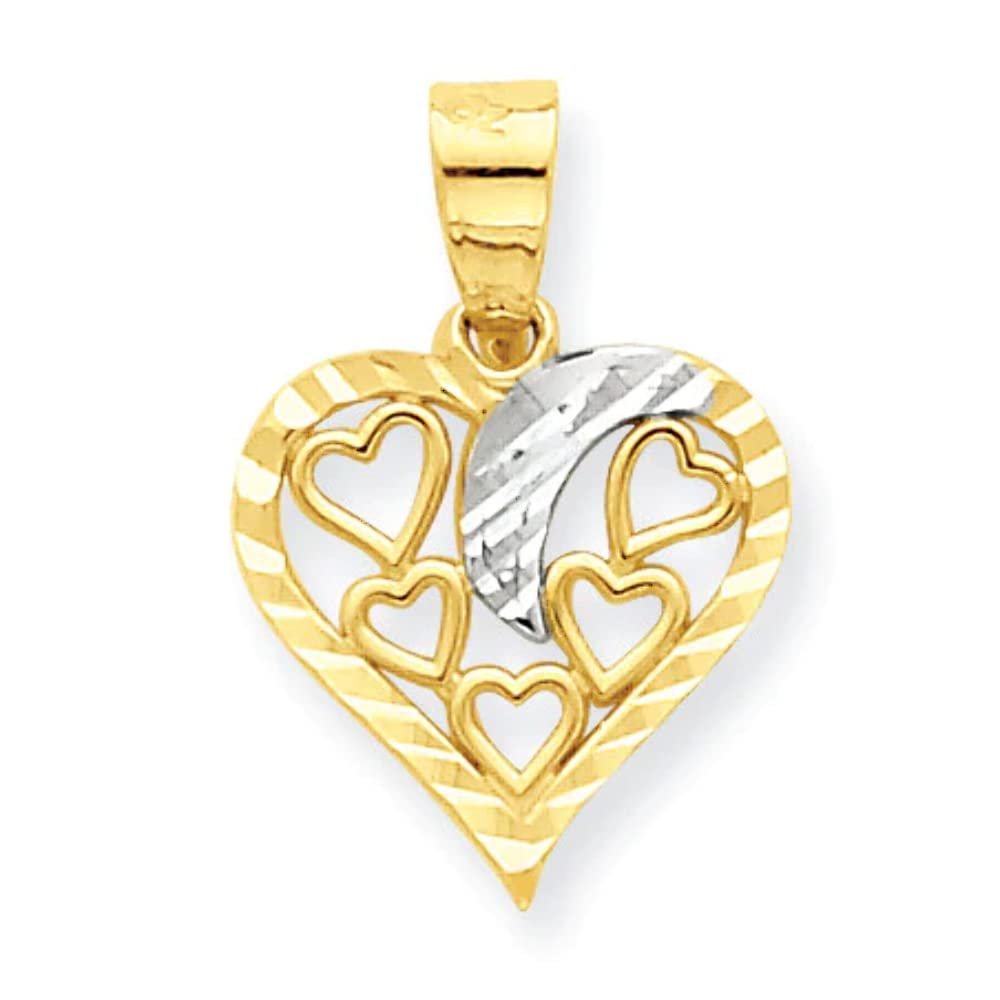 10k Yellow Gold & Rhodium Heart Charm