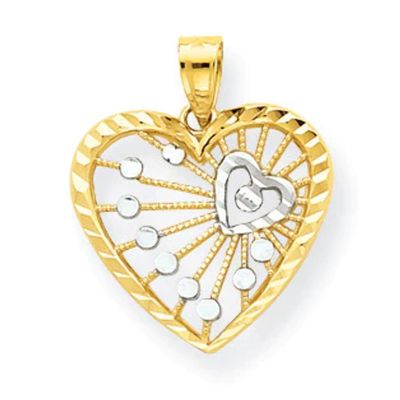 10k Yellow Gold & Rhodium Heart Charm
