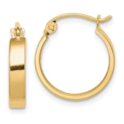 10K Yellow Gold Square Tube Hoop Earrings