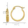 10K Yellow Gold Diamond Cut Square Tube Hoop Earrings view 2