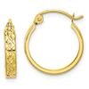 10K Yellow Gold Diamond Cut Square Tube Hoop Earrings view 3