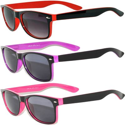 OWL 3 Pack Two Tone Vintage Sunglasses Pink, Red, Purple Frames