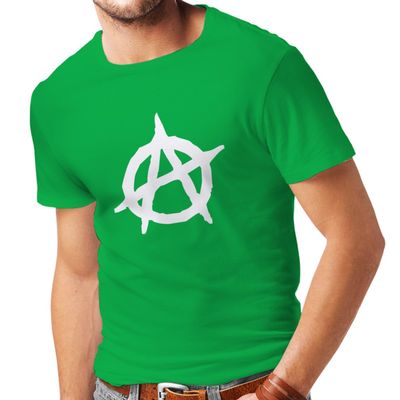 lepni.me Mens T-shirt Anarchist Symbol Anarchism Political Design Anarchy Monogram (Medium Green White)