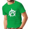 lepni.me Mens T-shirt Anarchist Symbol Anarchism Political Design Anarchy Monogram (Medium Green White) view 1