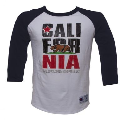 Gravity Trading Mens California Republic Bear Half-Sleeve Baseball Shirt - Navy/White - Large