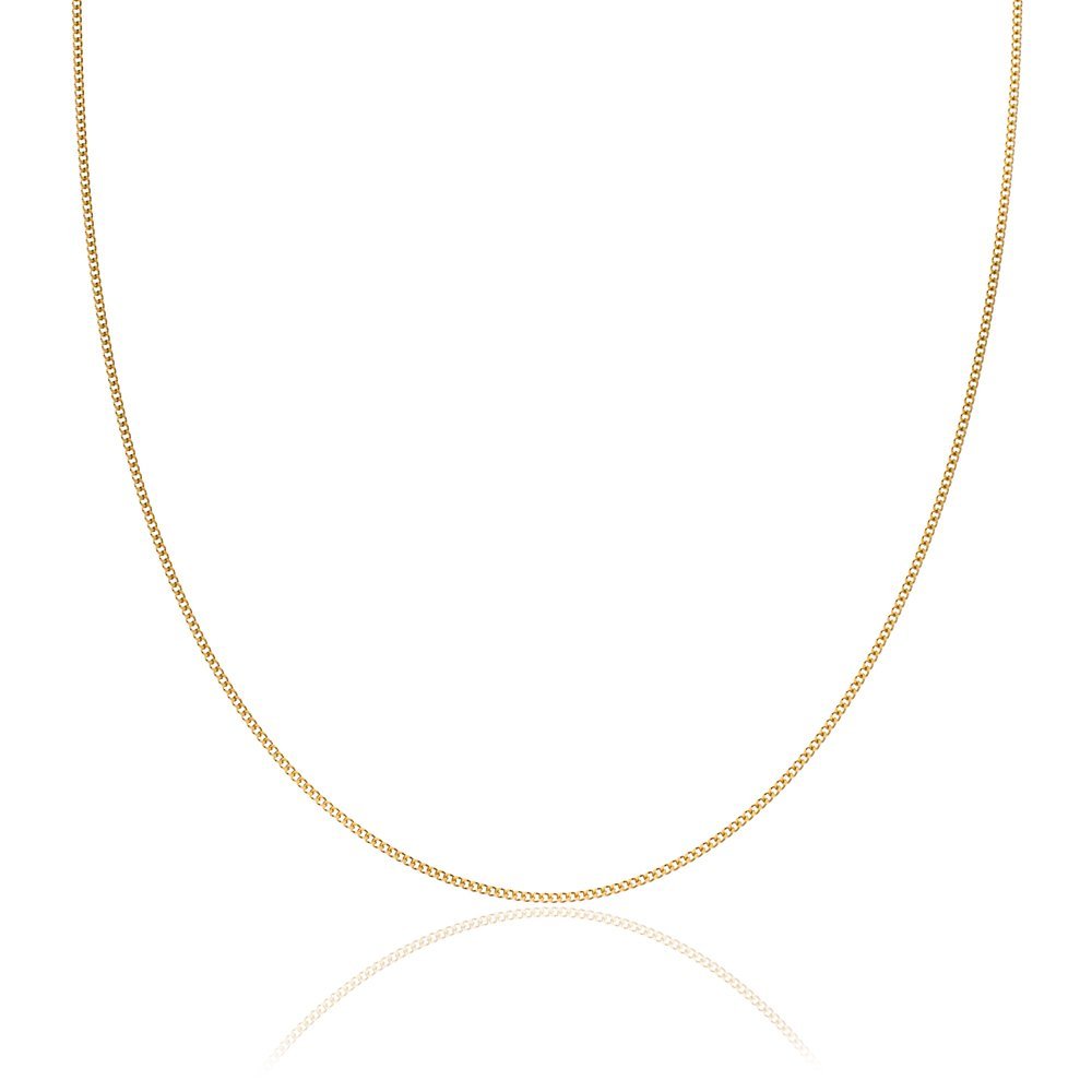 2mm thick 18K gold plated on solid sterling silver 925 Italian diamond cut FLAT CURB link chain necklace bracelet anklet - 15, 20, 25, 30, 35, 40, 45, 50, 55, 60, 65, 70, 75, 80, 85, 90, 95, 100cm