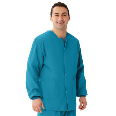 Medline AngelStat Unisex Snap-Front Warm-Up Scrub Jacket, Peacock, Size 4XL