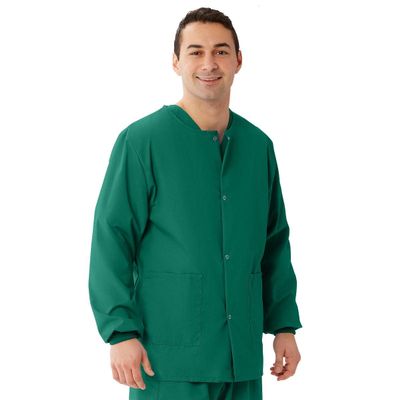 Medline AngelStat Unisex Snap-Front Warm-Up Scrub Jacket, Emerald, Size 4XL
