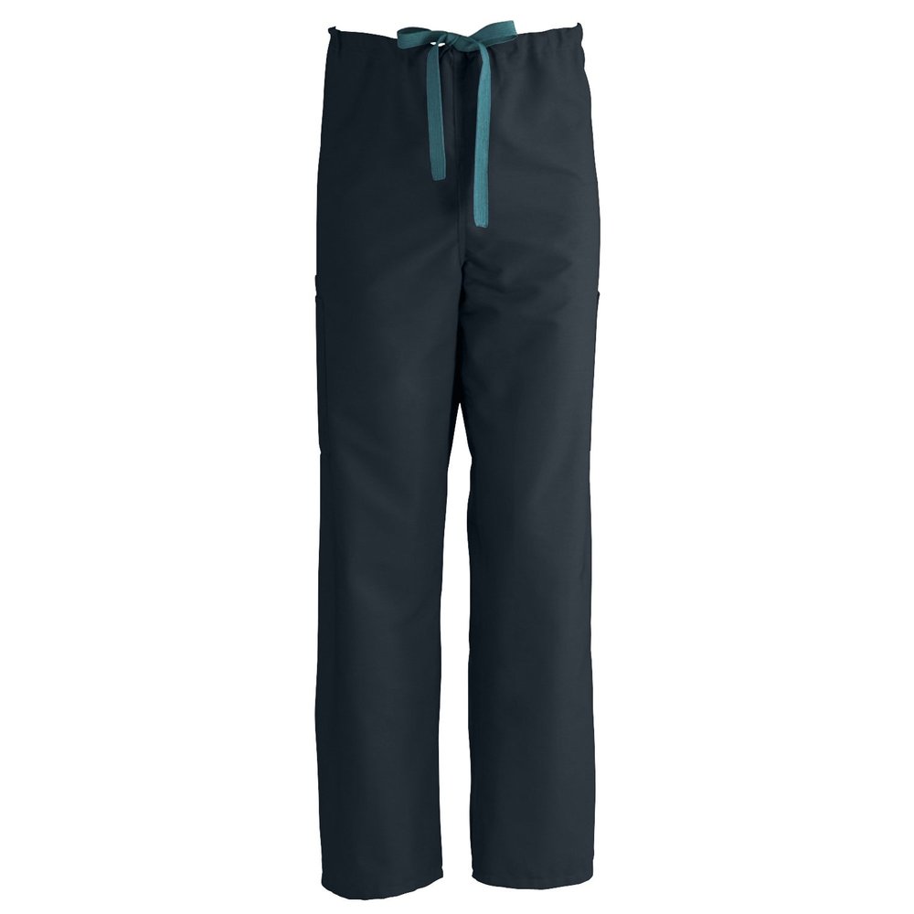 Medline 950DKWXS-CM ComfortEase Unisex Non-Reversible Cargo Scrub Pant with Drawstring Waist, Regular Inseam, Black, X-Small