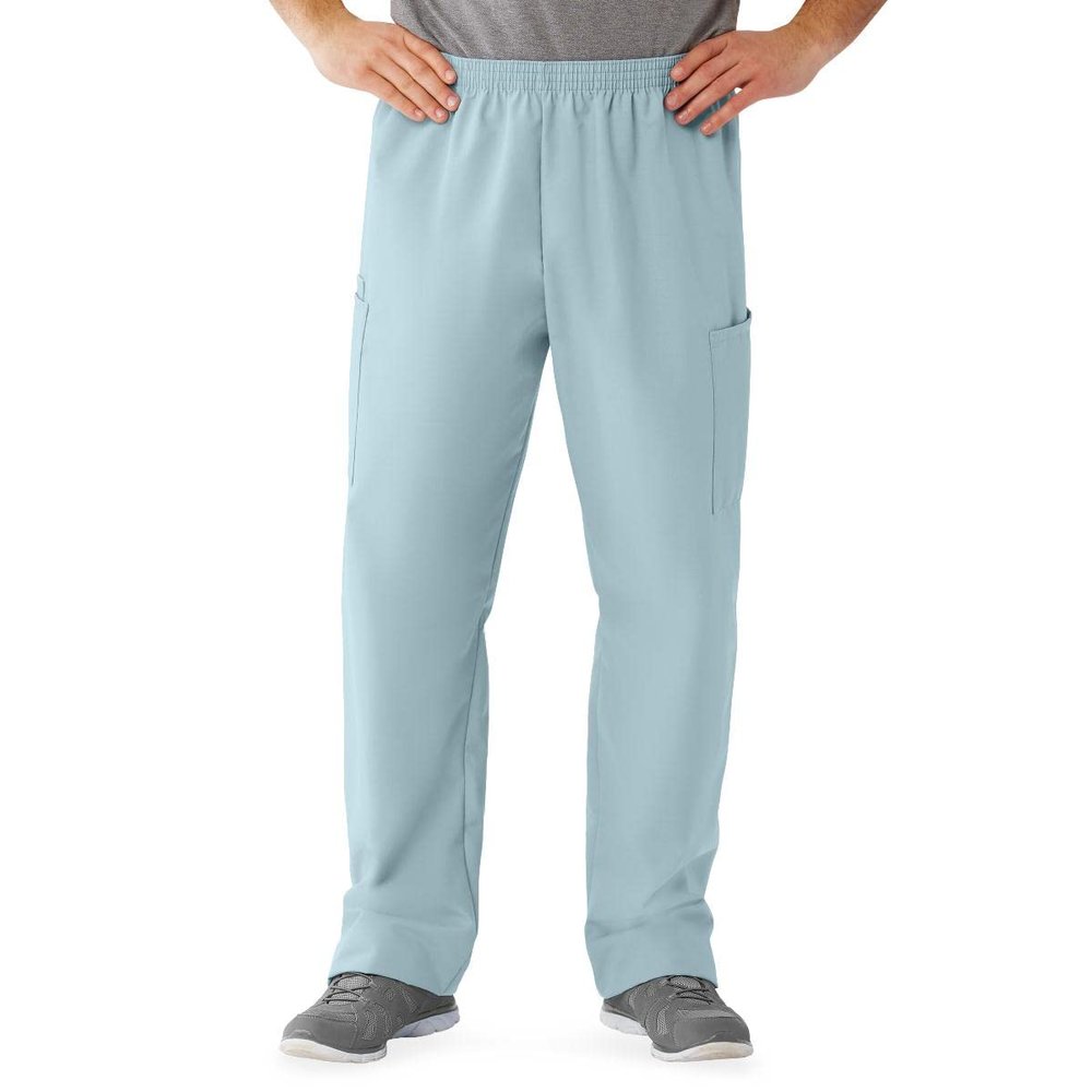 Medline AngelStat Unisex Elastic-Waist No-Drawstring-Waist Cargo Scrub Pants, Misty, Size 4XL, Regular Inseam