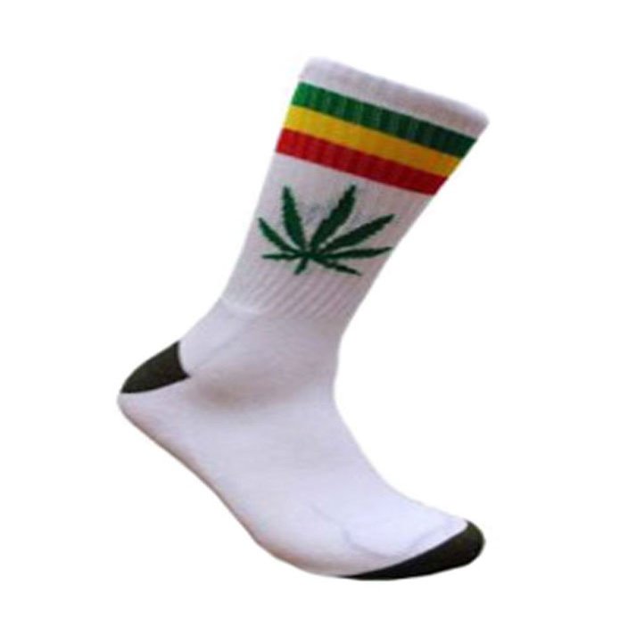 Fine Fit Men's Leaf Crew Socks (O/S, White)
