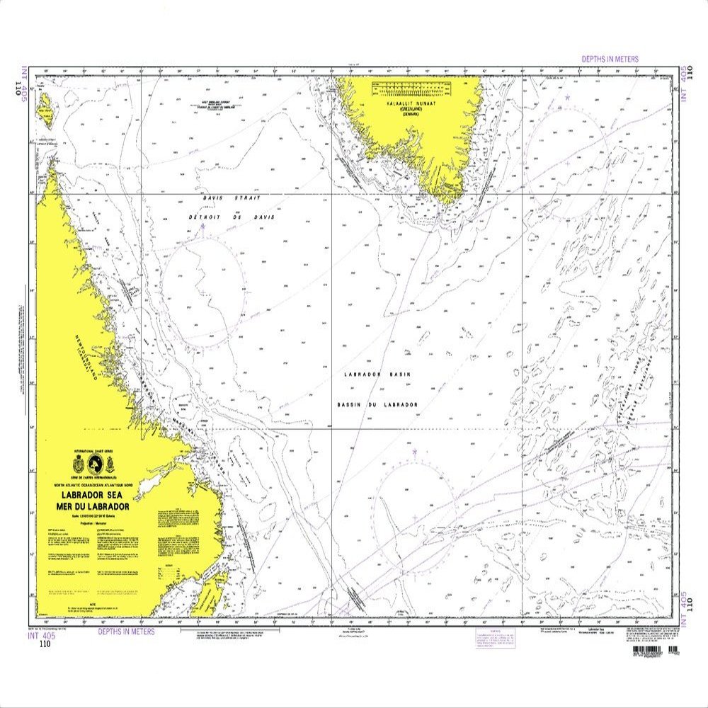 Paradise Cay Publications NGA Chart 110: Labrador Sea (Traditional Paper) 30.75 x 43