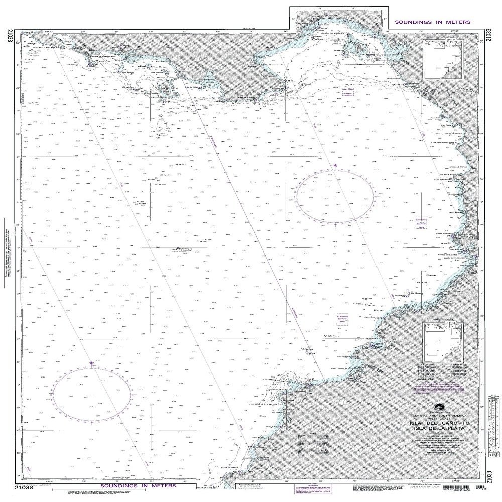 Paradise Cay Publications NGA Chart 21033: Isla Del Cano to Isla La Plata (Traditional Paper) 33 x 48
