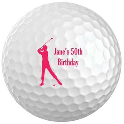 Custom White Golf Balls Set of 6 - Gifts for Birthdays, Stocking Stuffers, Party Favors - Women's Golf Design