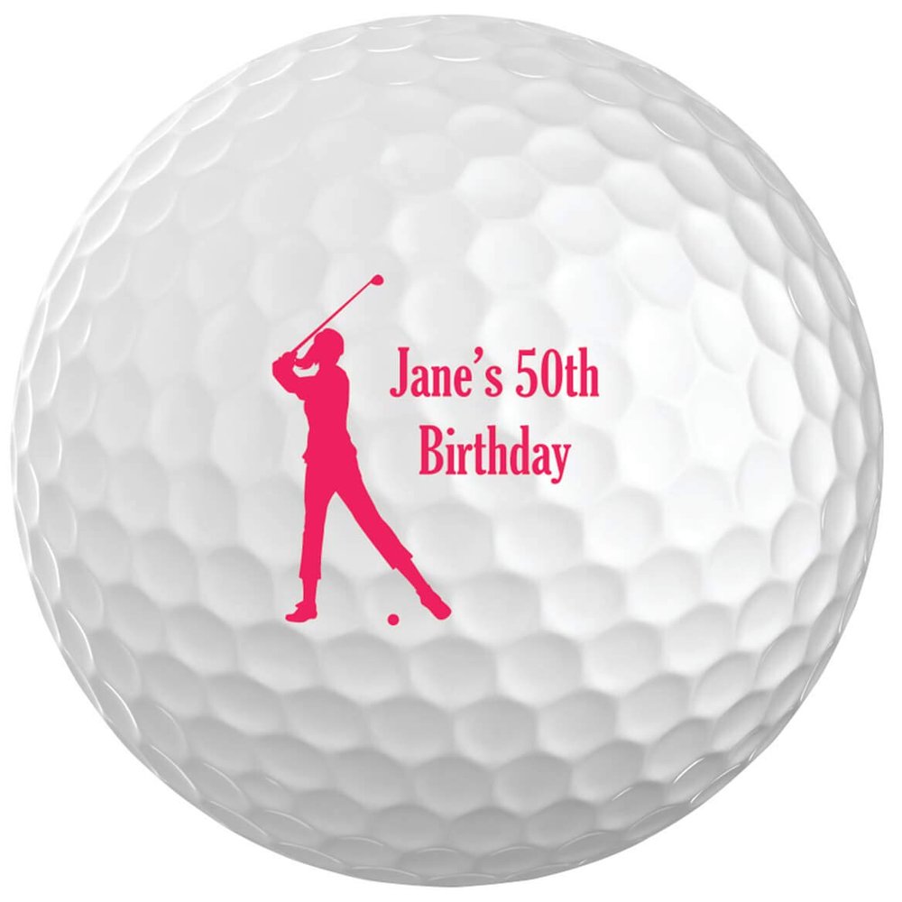 Custom White Golf Balls Set of 6 - Gifts for Birthdays, Stocking Stuffers, Party Favors - Women's Golf Design