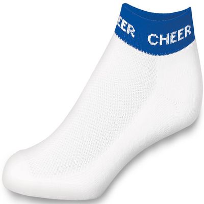 chass Women's In-Stock Low Anklet With Cheer Stripe Socks - Royal Blue Adult