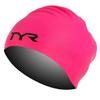 TYR Long Hair Wrinkle Free Silicone Swim Cap - Flourescent Pink view 1