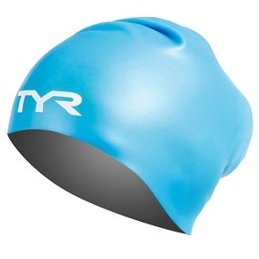 TYR Long Hair Wrinkle Free Silicone Swim Cap - Blue
