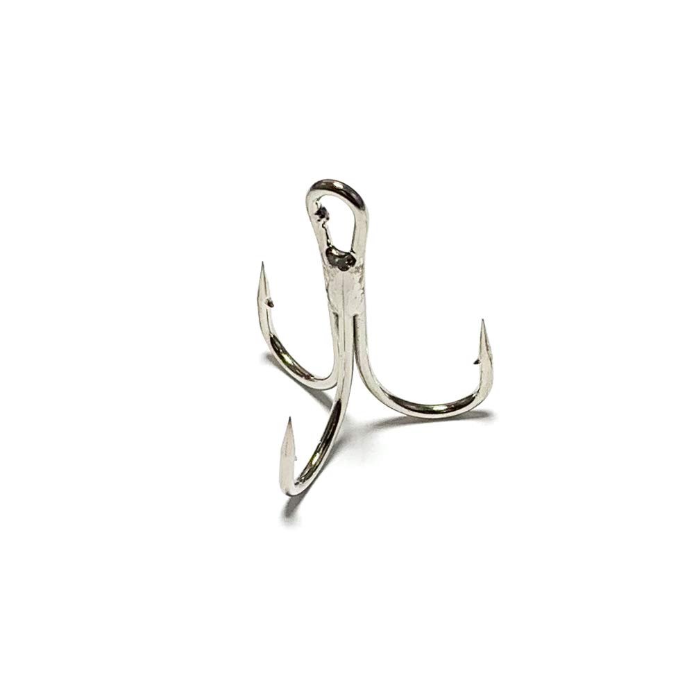 3X Strong Treble Hooks 3/0, 100 Pcs Nickel Finish, for Saltwater & Freshwater Fishing, Ideal for Tuna, Pike, Musky & Big Fish Game