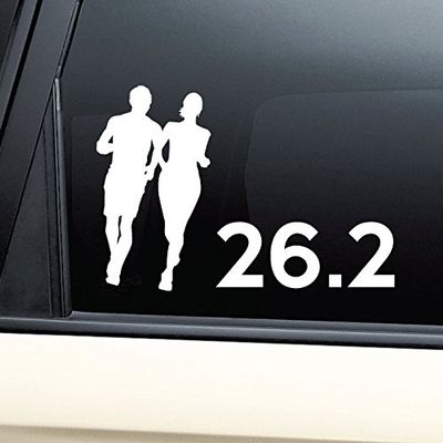 26.2 Marathon Running Couple Vinyl Decal Laptop Car Truck Bumper Window Sticker