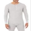 Fruit of the Loom Men's Classic Midweight Waffle Thermal Henley Top, Light Grey Heather, 3X-Large view 1