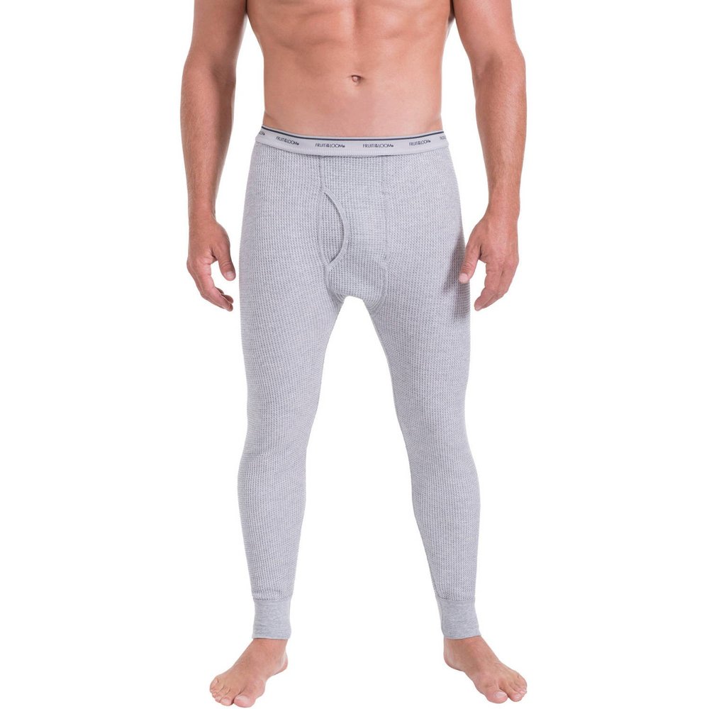 Fruit of the Loom Men's Classic Midweight Waffle Thermal Underwear Bottoms (1-Pack), Light Grey Heather, 4X-Large