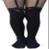 AM Landen Cute Women's Tight S-M size Japanese Black Tone Black Bow Mock Thigh High Tatoo Printed Pantyhose view 1