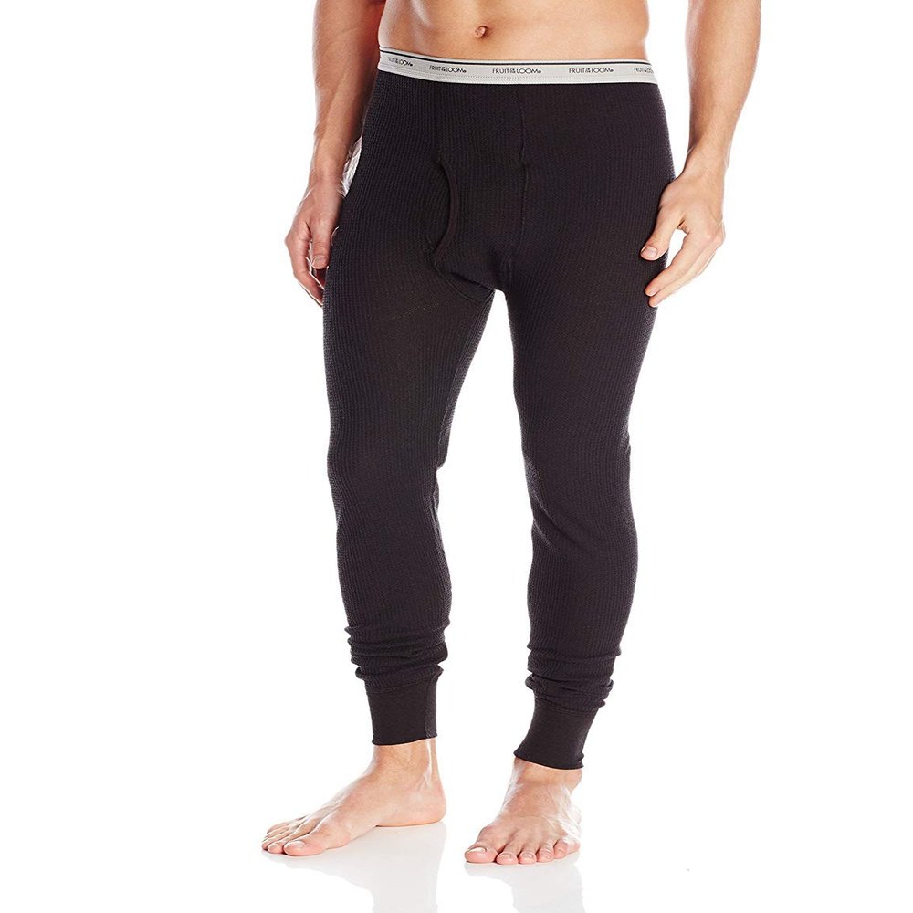 Fruit of the Loom Men's Classic Midweight Waffle Thermal Underwear Bottoms (1-Pack), Black Soot, 5X-Large