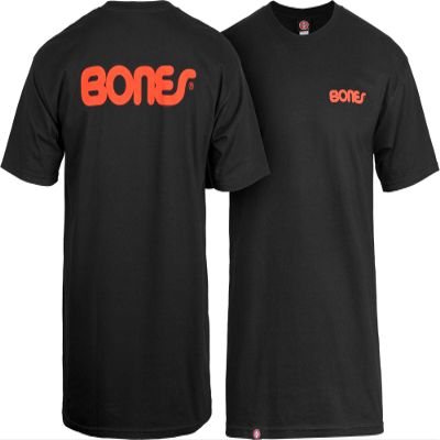 Bones Bearings Swiss Text Black T-Shirt, Small