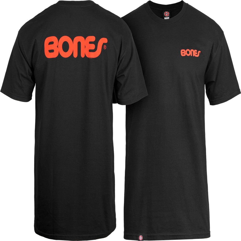 Bones Bearings Swiss Text Black T-Shirt, Small