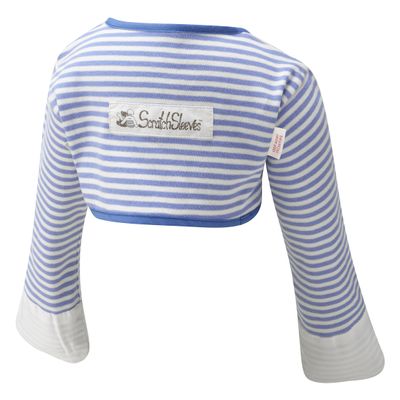 ScratchSleeves | Baby Boys' Stay-On Scratch Mitts | Stripes | Blue and Cream | 21-24m