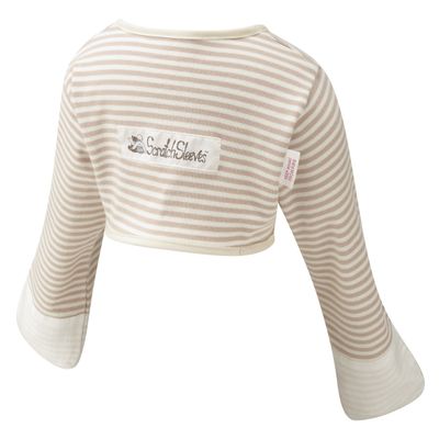 ScratchSleeves | Baby Boys' Stay-On Scratch Mitts | Stripes | Cappuccino and Cream | 9-12