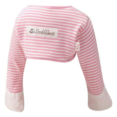 ScratchSleeves | Girls' Stay-On Scratch Mitts | Stripes | Pink and Cream | 6-9m